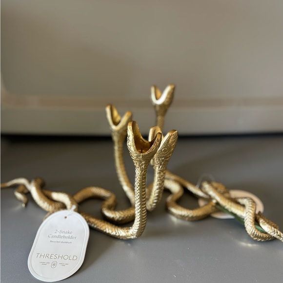 Gold Two headed Snaked Taper Candle Stand Holder -NWTS - Threshold - Picture 9 of 13
